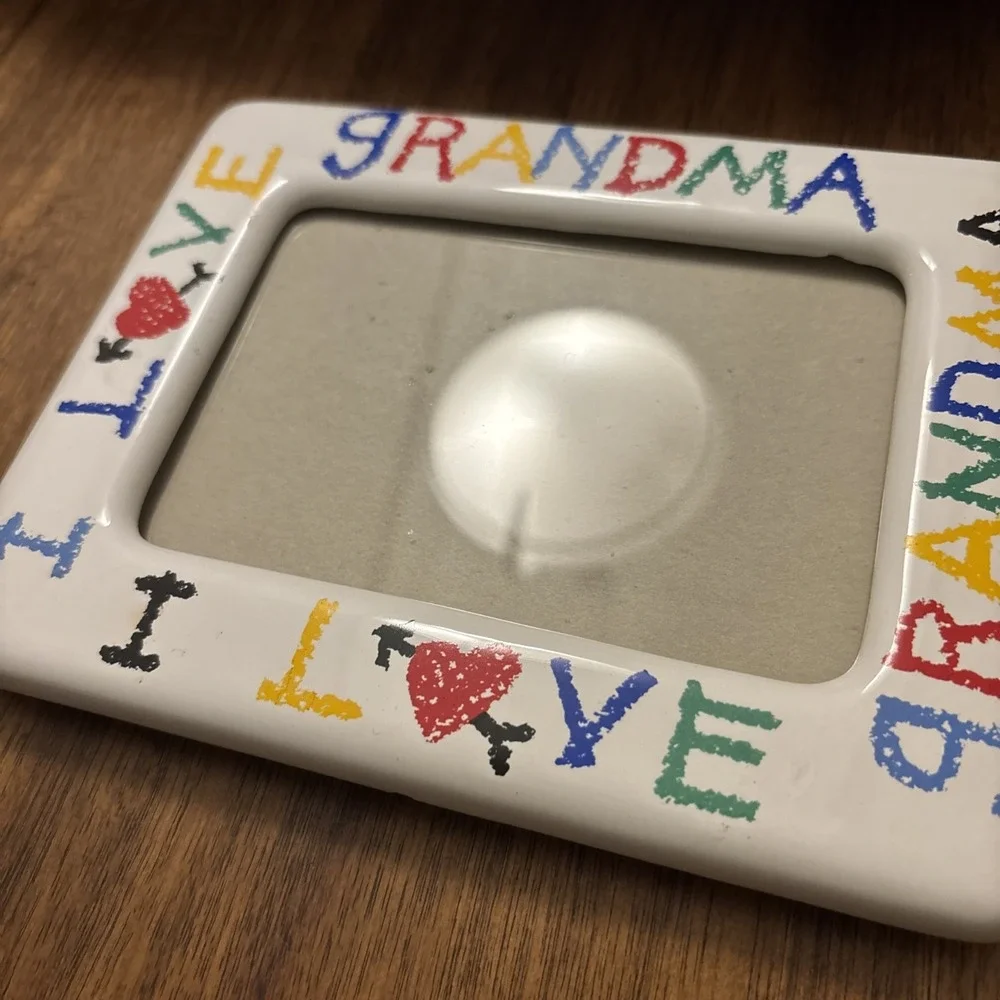 Vintage I Love My Grandma/Grandpa Ceramic Picture Frame 6.5